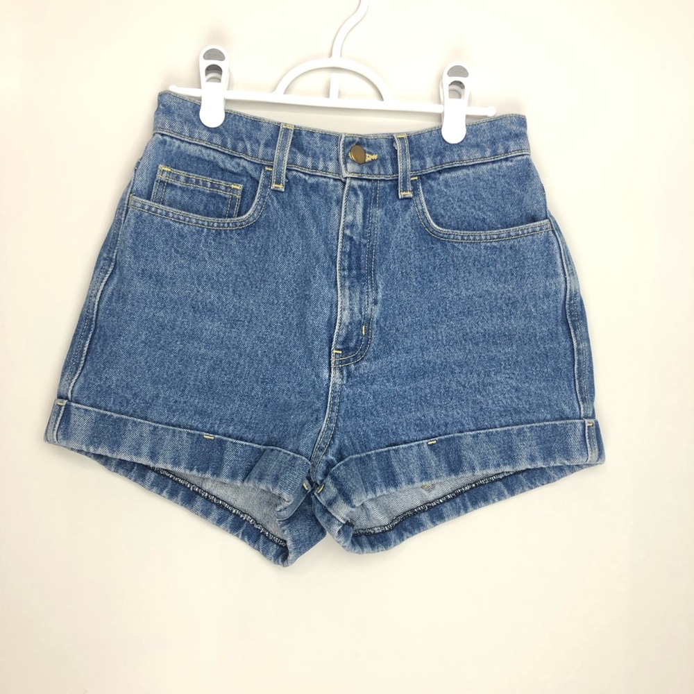 American Apparel Sz 27 High-Waisted Cuffed Denim Shorts